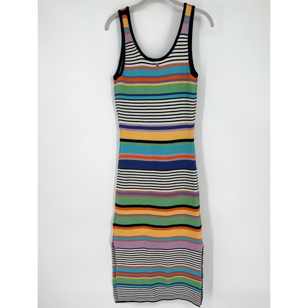 Roxy Sunshine Bouquet Crochet Midi Dress‎ Sz XS Rainbow Stripe Tank Beach Surf - Picture 9 of 15